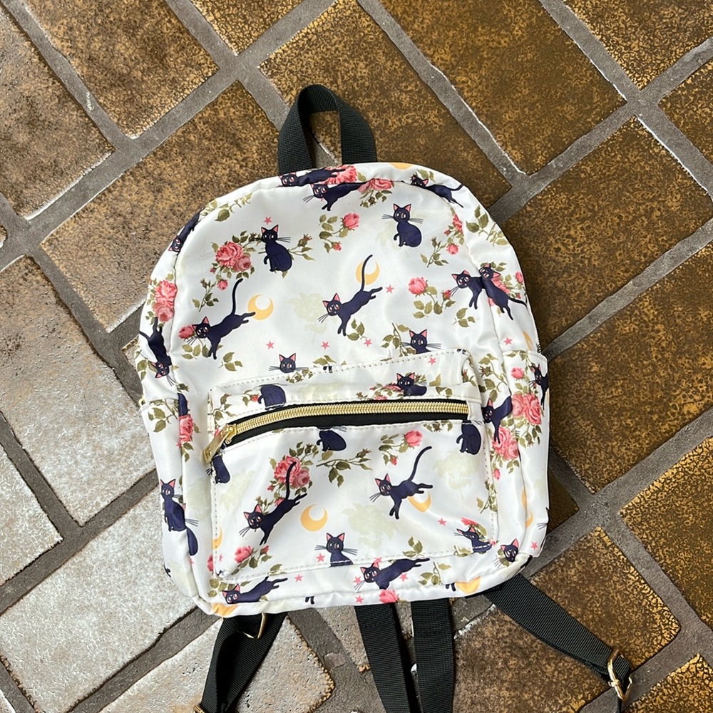 Sailor Moon White Multicolor Luna Floral Print Mini Backpack